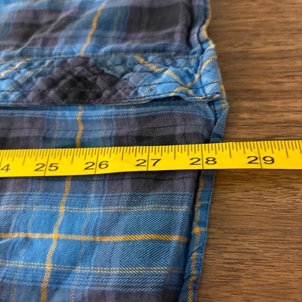 Guess Los Angeles Women's L Regular Fit Blue Plaid Flannel Shirt - Picture 9 of 10